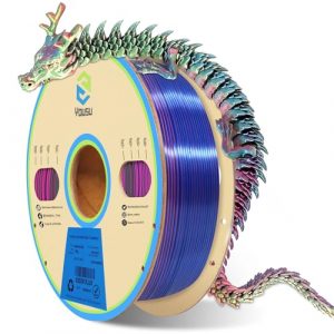 YOUSU Dreifarbiges PLA Filament ,3D Drucker Filament 1,75 mm (± 0,03 mm), Seiden Rot/Blau/Grün Dreifarbiges Filament, Passend für die Meisten FDM Drucker, 1 kg/2,2 lbs