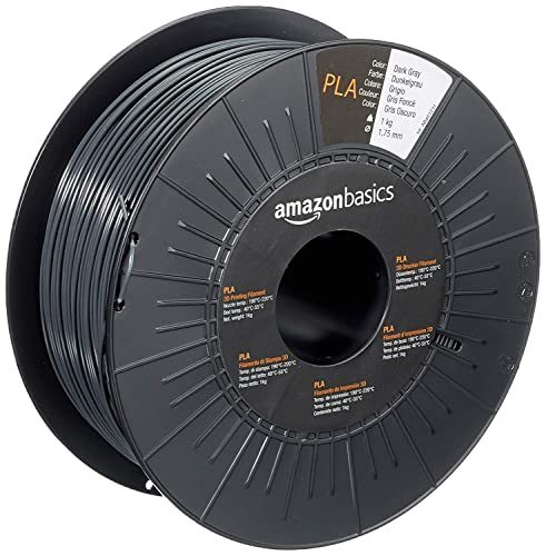 Amazon Basics 3D-Drucker-Filament aus PLA-Kunststoff, 1,75 mm, Dunkelgrau, 1-kg-Spule